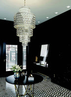 Luxury Round / oval Multi-Tier Crystal Chandelier in Silver Finish