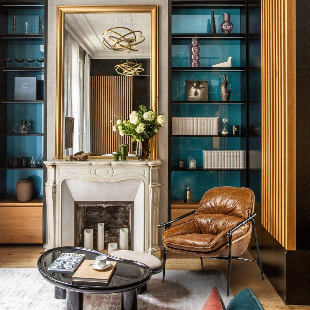 Vintage Forged Brown Leather Accent Chairs
