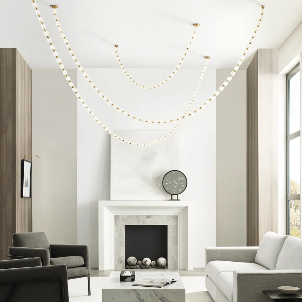 Creative Glass Pearl Necklace Pendnat Chandelier for Living / dining Room / staircase