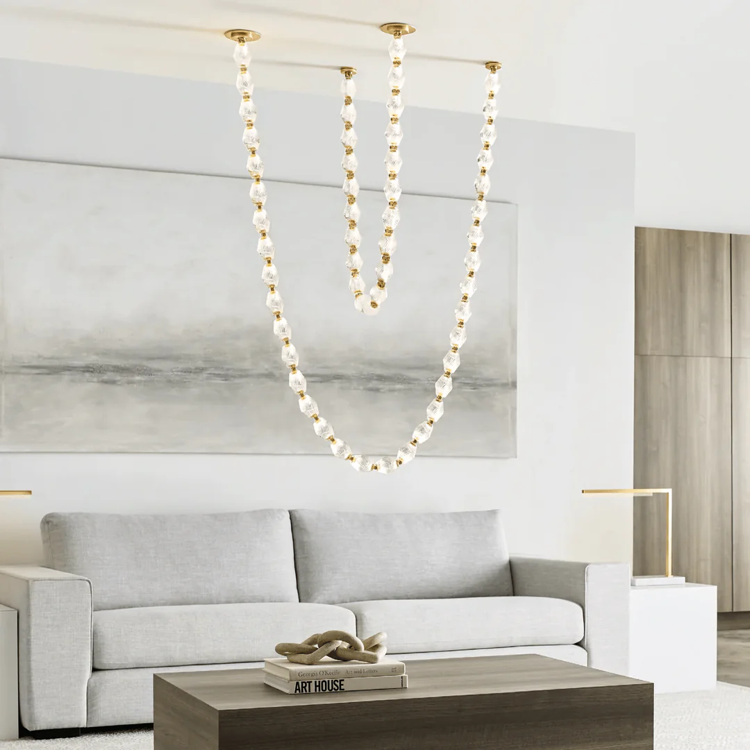 Creative Glass Pearl Necklace Pendnat Chandelier for Living / dining Room / staircase