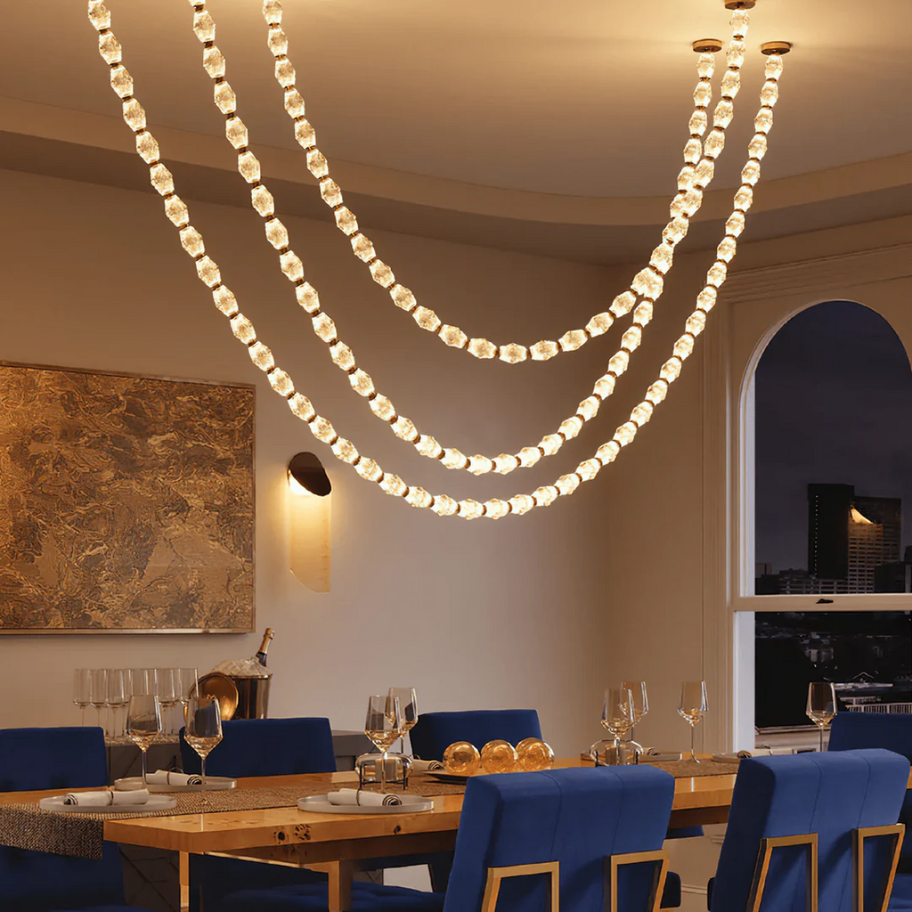 Creative Glass Pearl Necklace Pendnat Chandelier for Living / dining Room / staircase