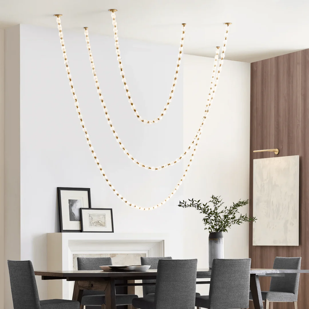 Creative Glass Pearl Necklace Pendnat Chandelier for Living / dining Room / staircase