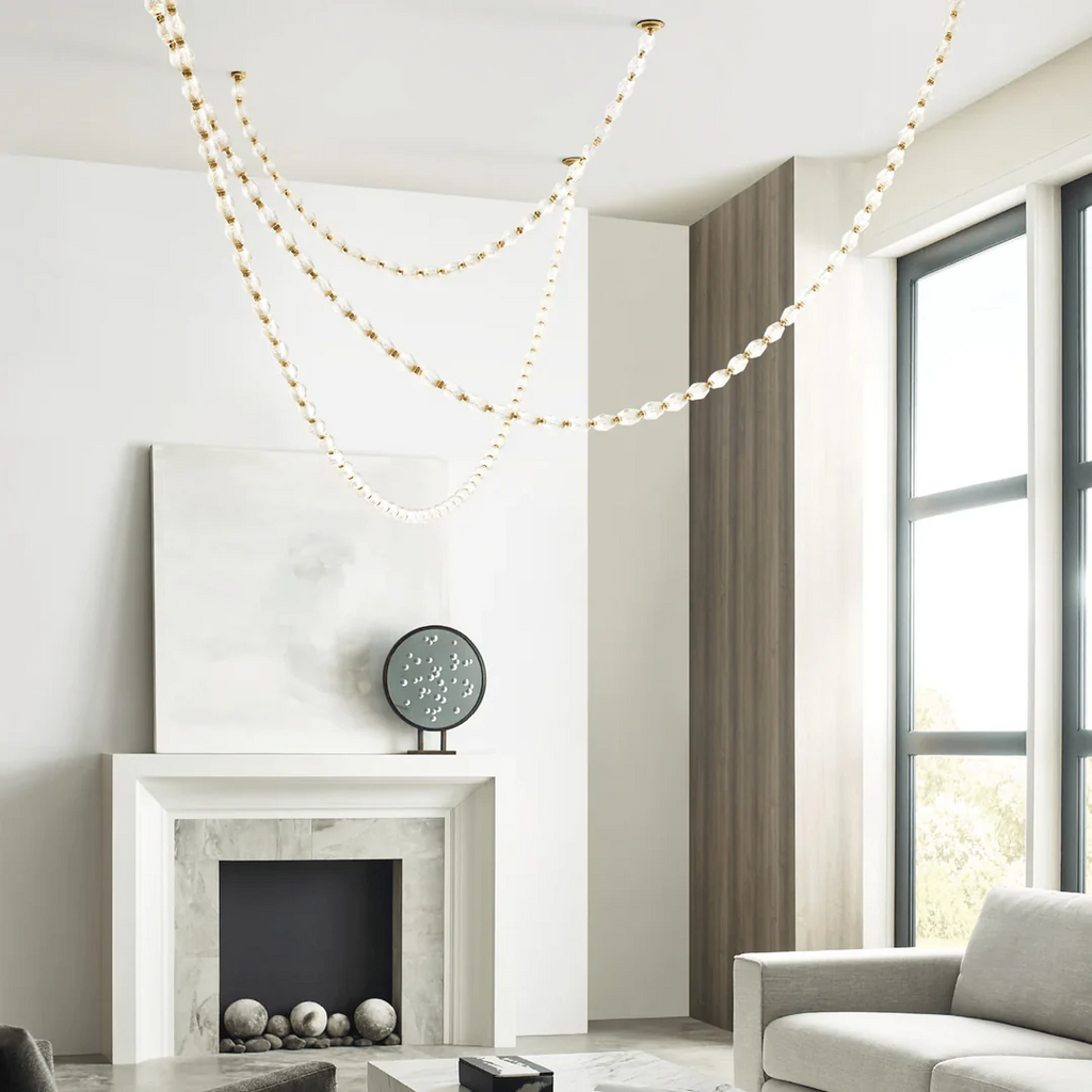 Creative Glass Pearl Necklace Pendnat Chandelier for Living / dining Room / staircase