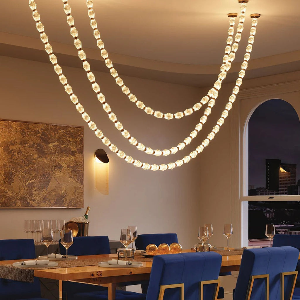Creative Glass Pearl Necklace Pendnat Chandelier for Living / dining Room / staircase