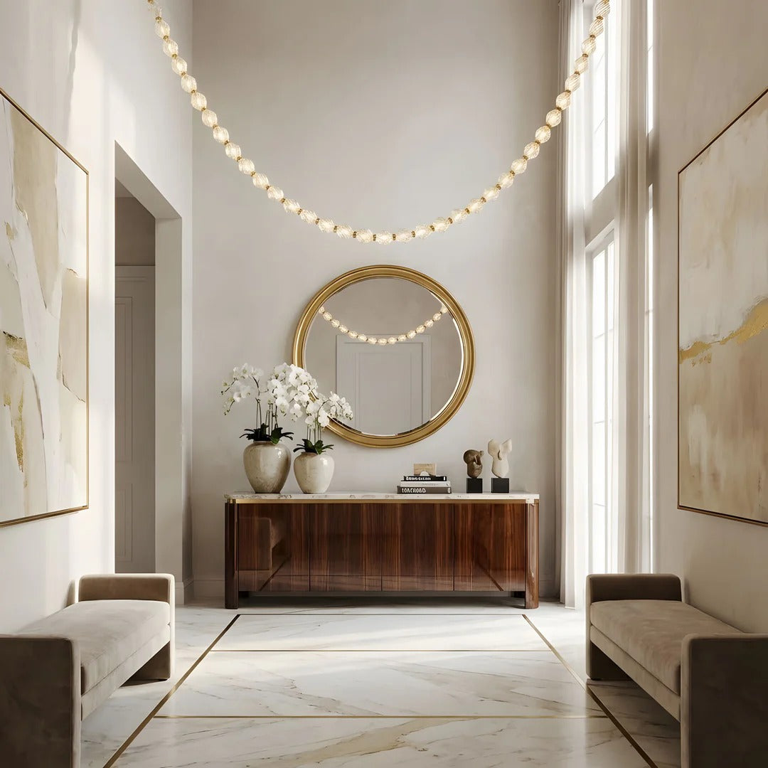Creative Glass Pearl Necklace Pendnat Chandelier for Living / dining Room / staircase