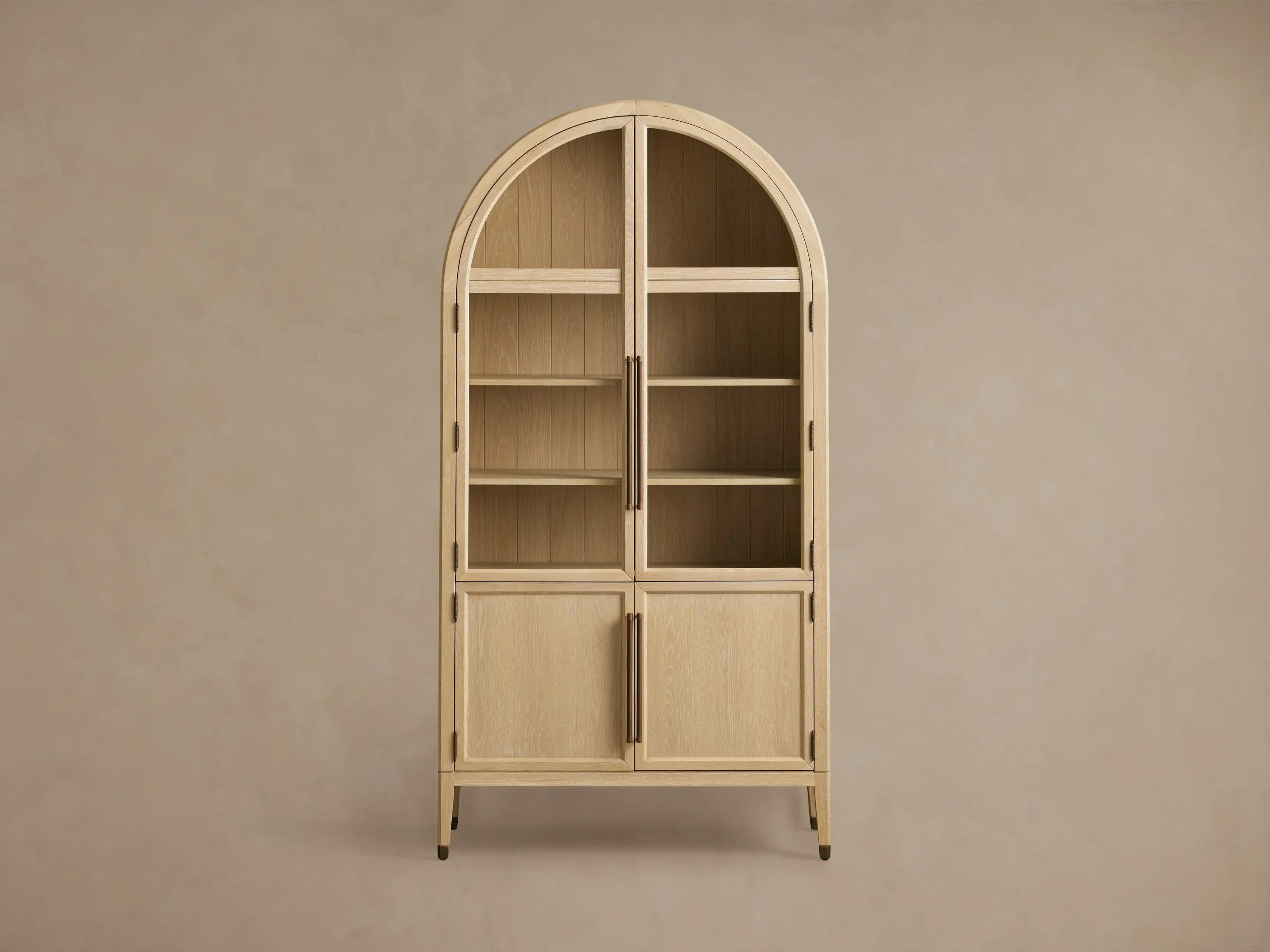 Hattie Glass Accent Cabinet in Oak 36-Inchw 46-Inchw
