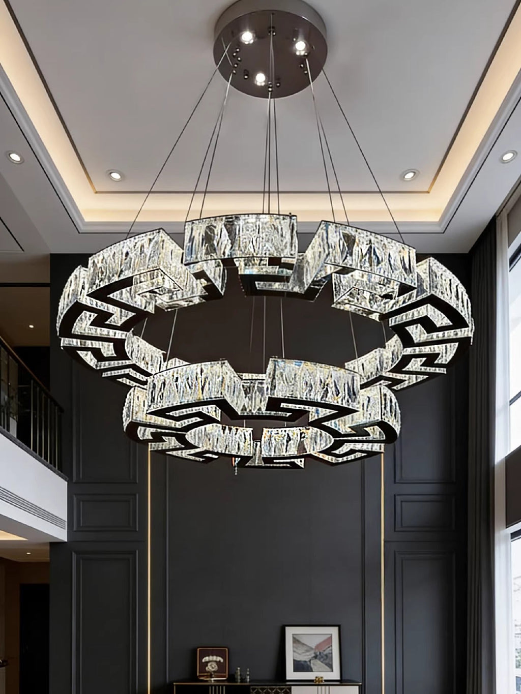 Modern Round Gear / rectangular Mazes Crystal Chandelier