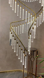 Luxury Spiral Bubble Crystal Stick Chandelier for Staircase / foyer / high-Ceiling