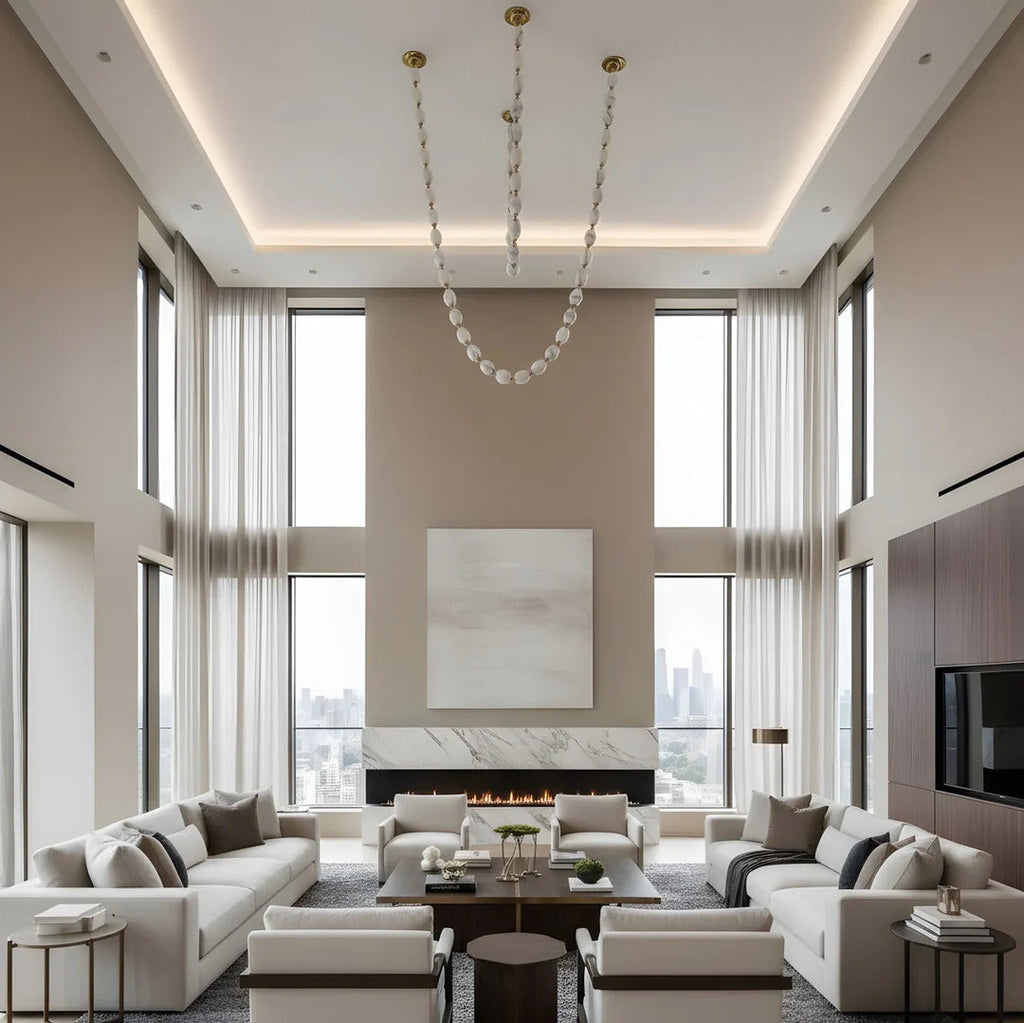 Creative Glass Pearl Necklace Pendnat Chandelier for Living / dining Room / staircase