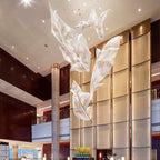 Modern Floating Crystal Leaves Chandelier for High Ceilings