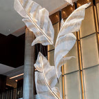 Modern Floating Crystal Leaves Chandelier for High Ceilings