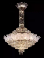 Extra Large Glass Petals Crystal Chandelier for High-Ceiling