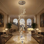 Modern Floating Clear / blue / amber Irregular Crystal Chandelier for High-Ceiling