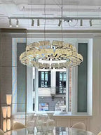 Modern Round Gear / rectangular Mazes Crystal Chandelier