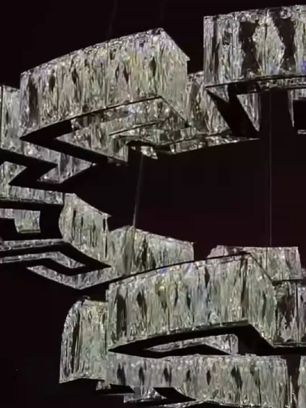 Modern Round Gear / rectangular Mazes Crystal Chandelier