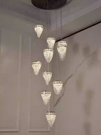 Modern Floating Crystal Conch Chandelier for High-Ceiling