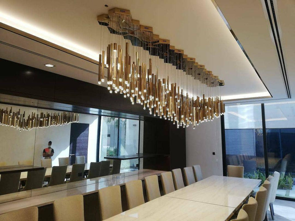 Brillia Round Two-Tone Tubular Pendant Light Chandelier