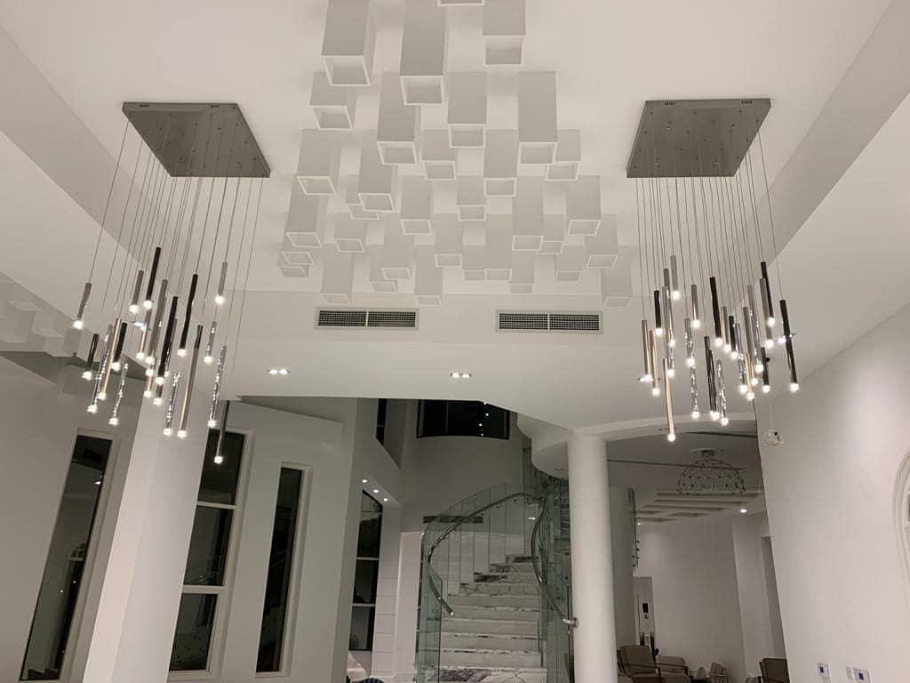 Bellini Square Tri-Tone Tubular Pendant Light Chandelier