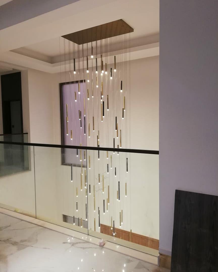 Bellini Square Tri-Tone Tubular Pendant Light Chandelier