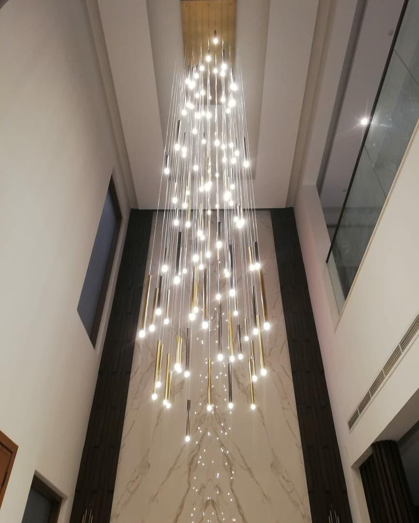 Brillia Round Two-Tone Tubular Pendant Light Chandelier