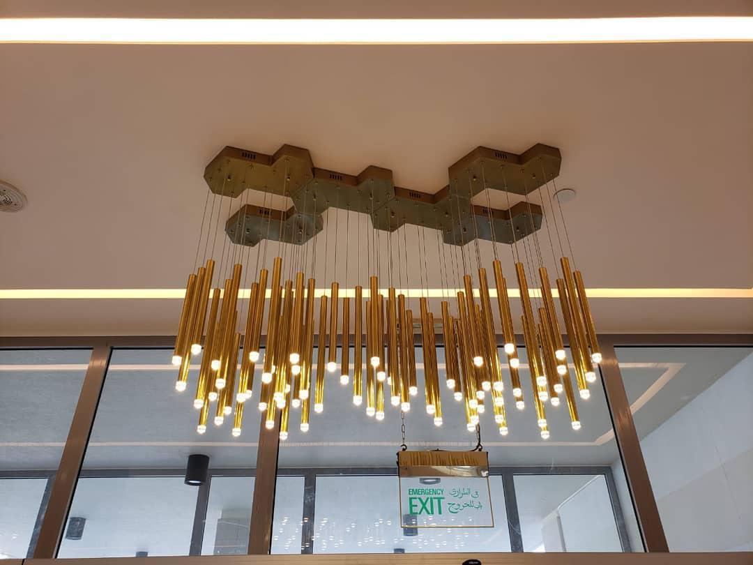 Brillia Round Two-Tone Tubular Pendant Light Chandelier