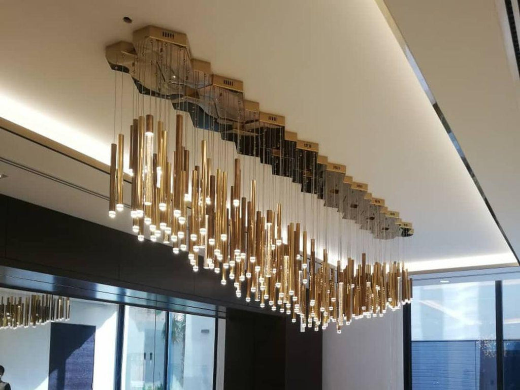 Bellini Square Tri-Tone Tubular Pendant Light Chandelier