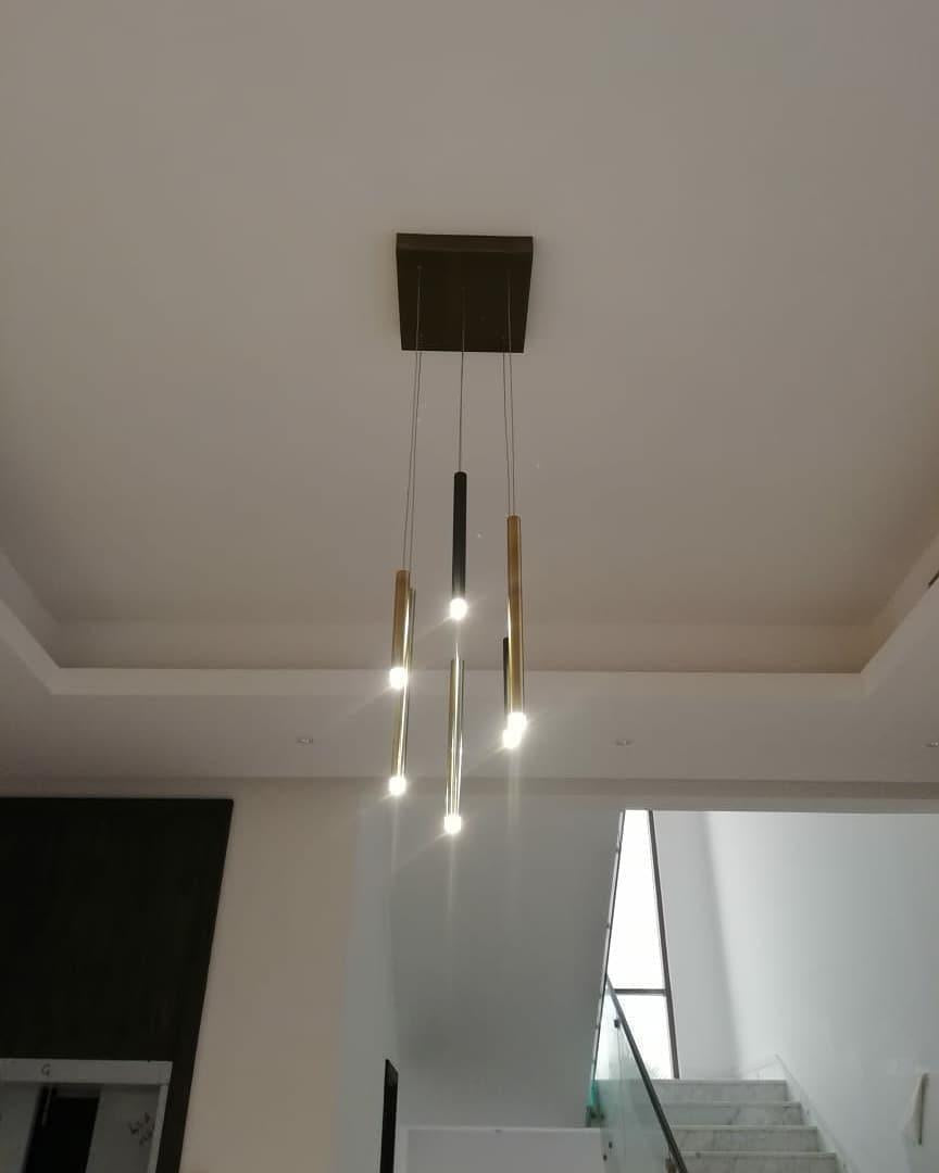Brillia Round Two-Tone Tubular Pendant Light Chandelier