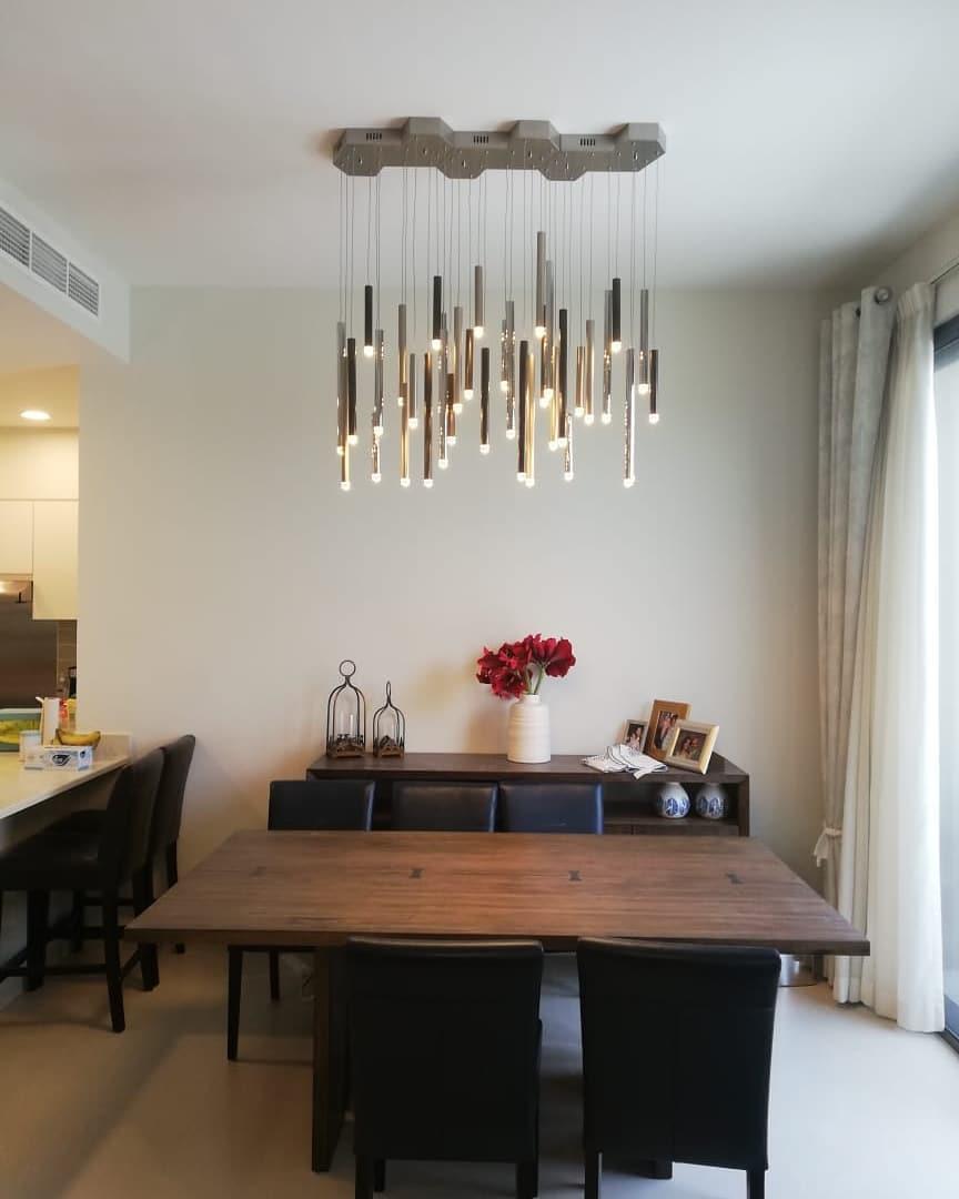Brillia Round Two-Tone Tubular Pendant Light Chandelier