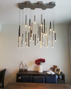 Brillia Round Two-Tone Tubular Pendant Light Chandelier