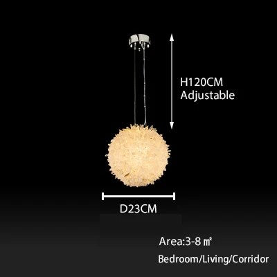 Cervine Clear Geode Quartz Crystal Ball Pendant Light 9-Inch12-Inch16-Inch20"