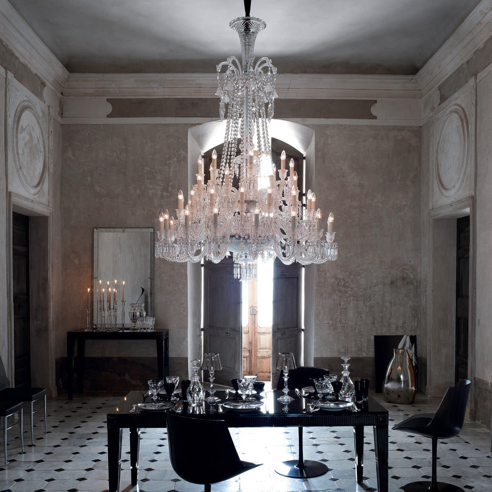 Light Luxury Classic Long Version Tiered Candle Light Crystal Chandelier for High-Ceiling Rooms / living Room