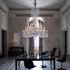 Light Luxury Classic Long Version Tiered Candle Light Crystal Chandelier for High-Ceiling Rooms / living Room