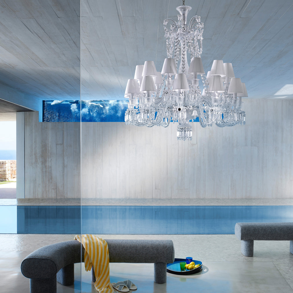 Light Luxury Classic Short Version Tiered Candle Light Crystal Chandelier for High-Ceiling Rooms / living Room