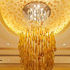 Long Amber Murao Glass Drop Chandelier