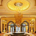 Long Amber Murao Glass Drop Chandelier