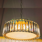 Hotel Gold Flush Mount Ceiling Lighting Round Crystal Chandelier for Bedroom