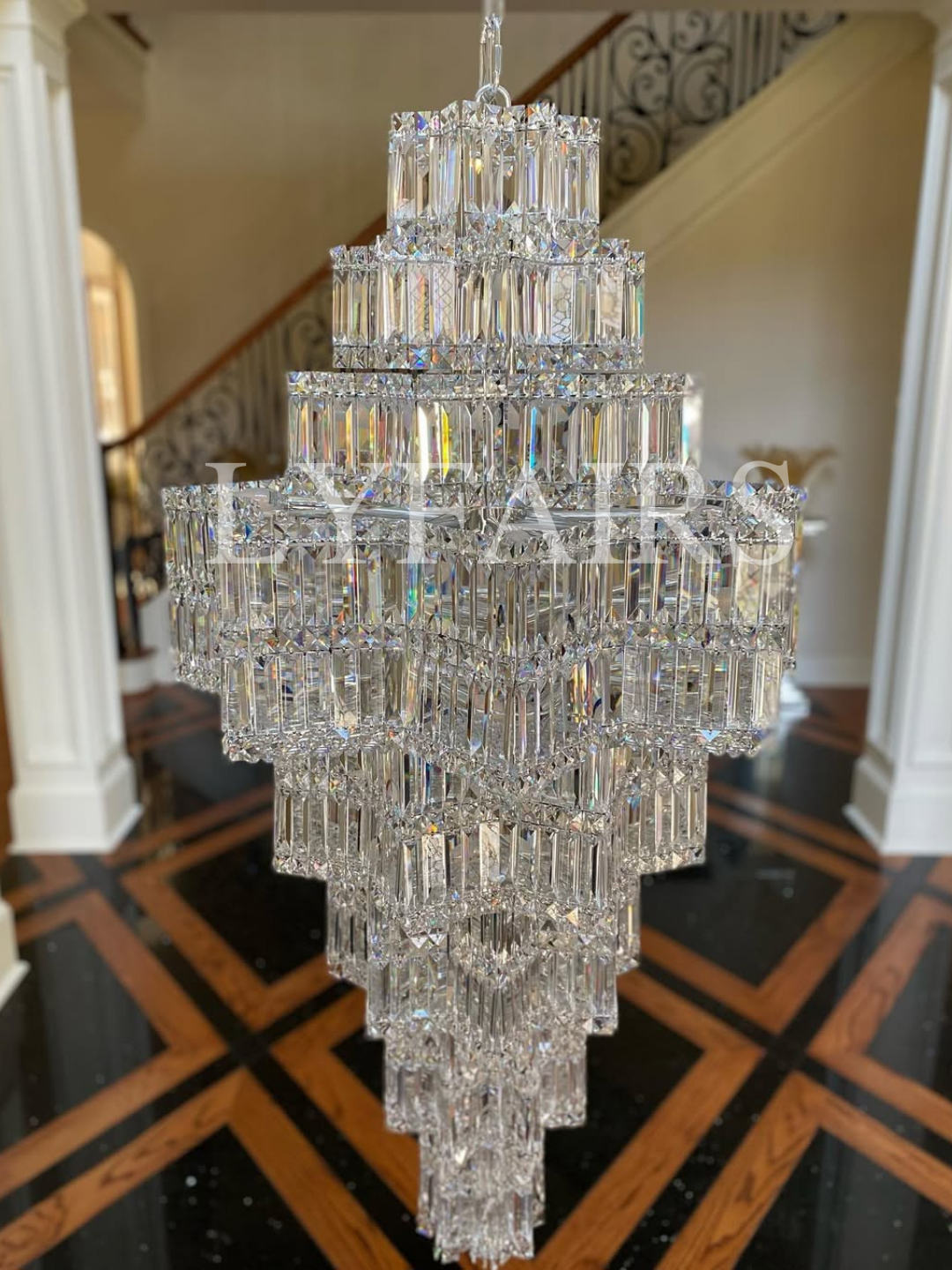 Extra Large Plaza Hall Multi-Tier Crystal Chandelier Foyer Living Room Staircase Ceiling Lighting in Chrome /