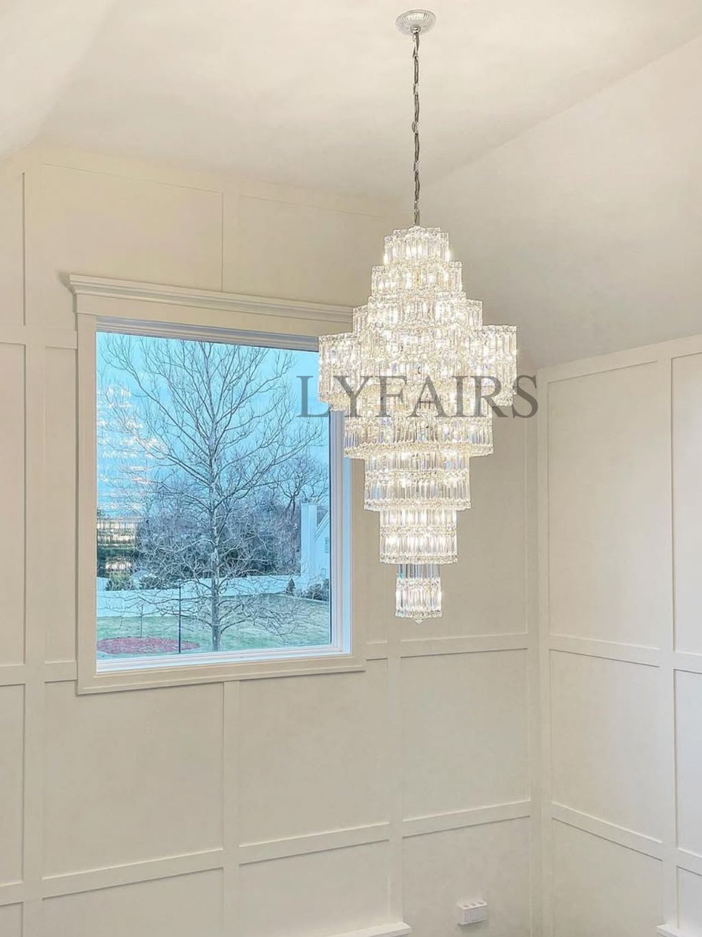 Extra Large Plaza Hall Multi-Tier Crystal Chandelier Foyer Living Room Staircase Ceiling Lighting in Chrome /