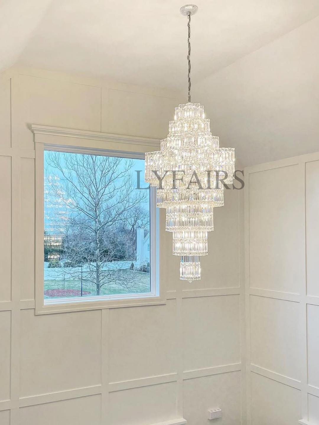 Extra Large Plaza Hall Multi-Tier Crystal Chandelier Foyer Living Room Staircase Ceiling Lighting in Chrome /