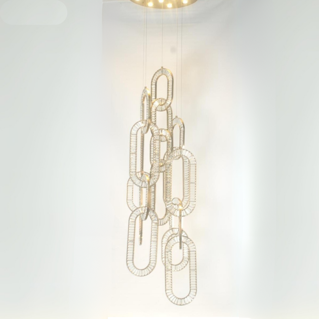 Modern Luxury Crystal Chain Cluster Chandelier for High Ceiling / dining Room