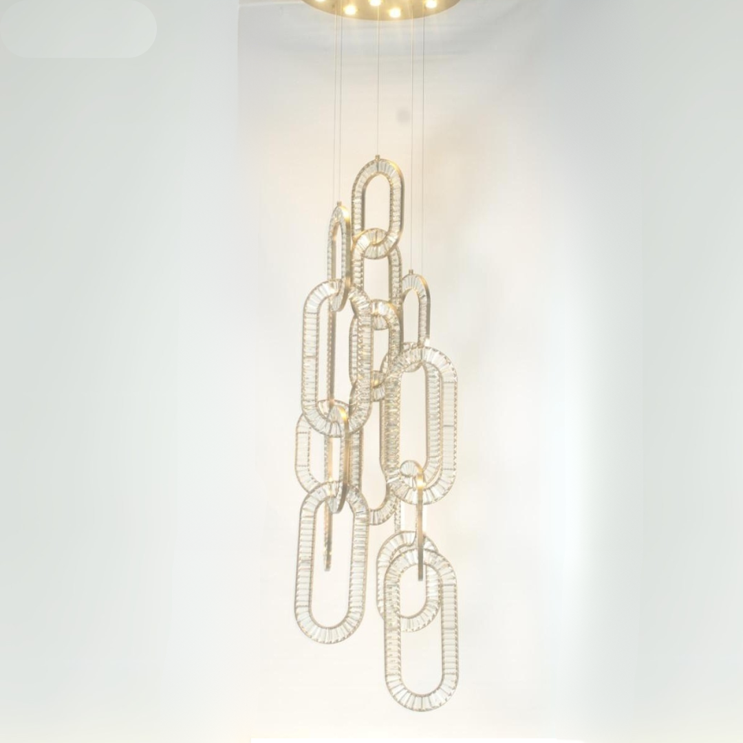Modern Luxury Crystal Chain Cluster Chandelier for High Ceiling / dining Room