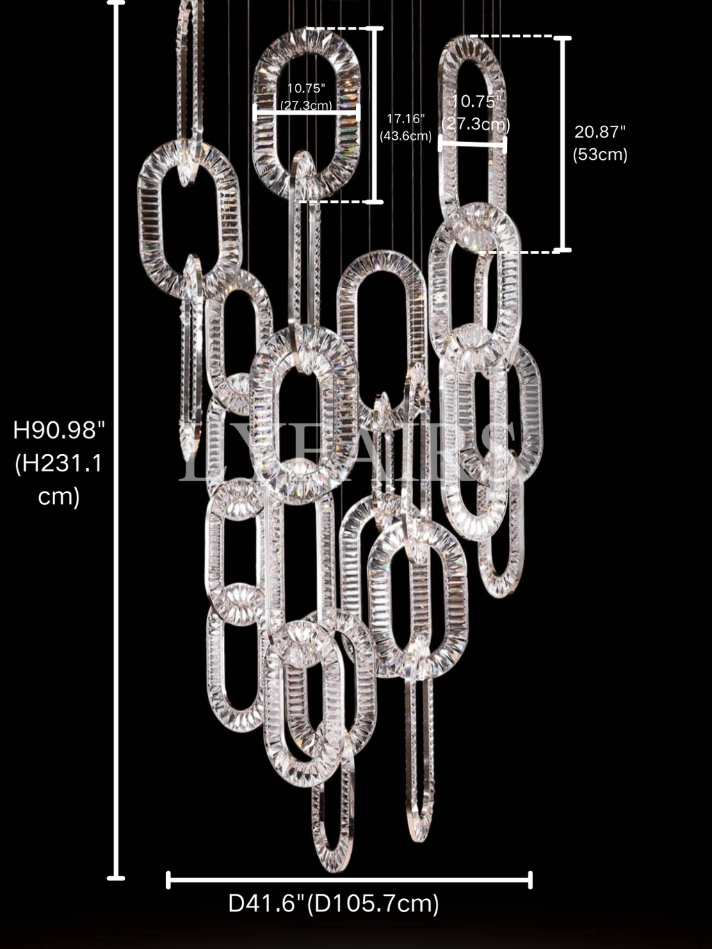 Modern Luxury Crystal Chain Cluster Chandelier for High Ceiling / dining Room