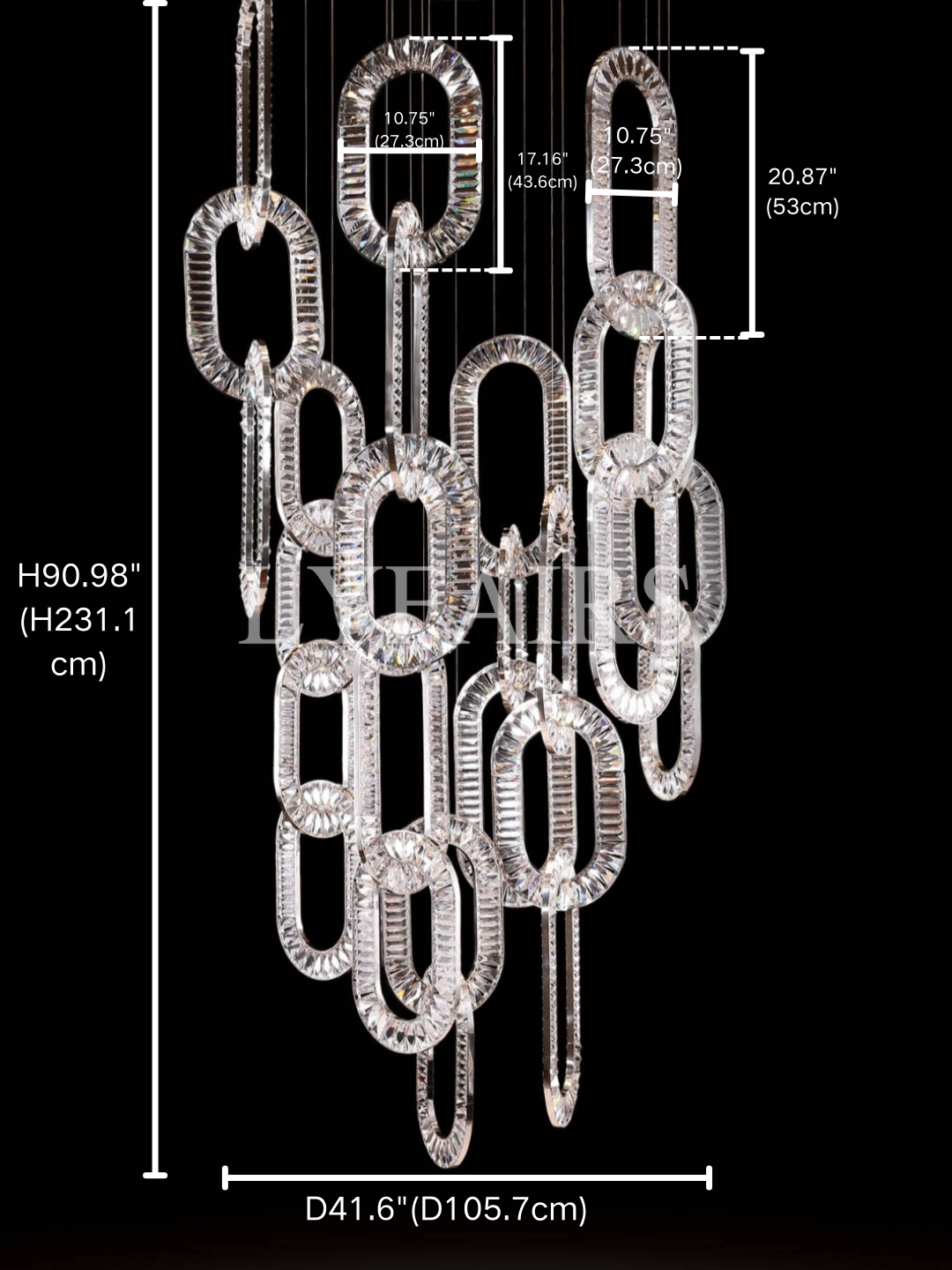 Modern Luxury Crystal Chain Cluster Chandelier for High Ceiling / dining Room