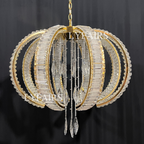 Luxury K9 Crystal Pendant Chandelier with Curved Vacuum Plating Finish, Unique Lantern Shape for Living Dining