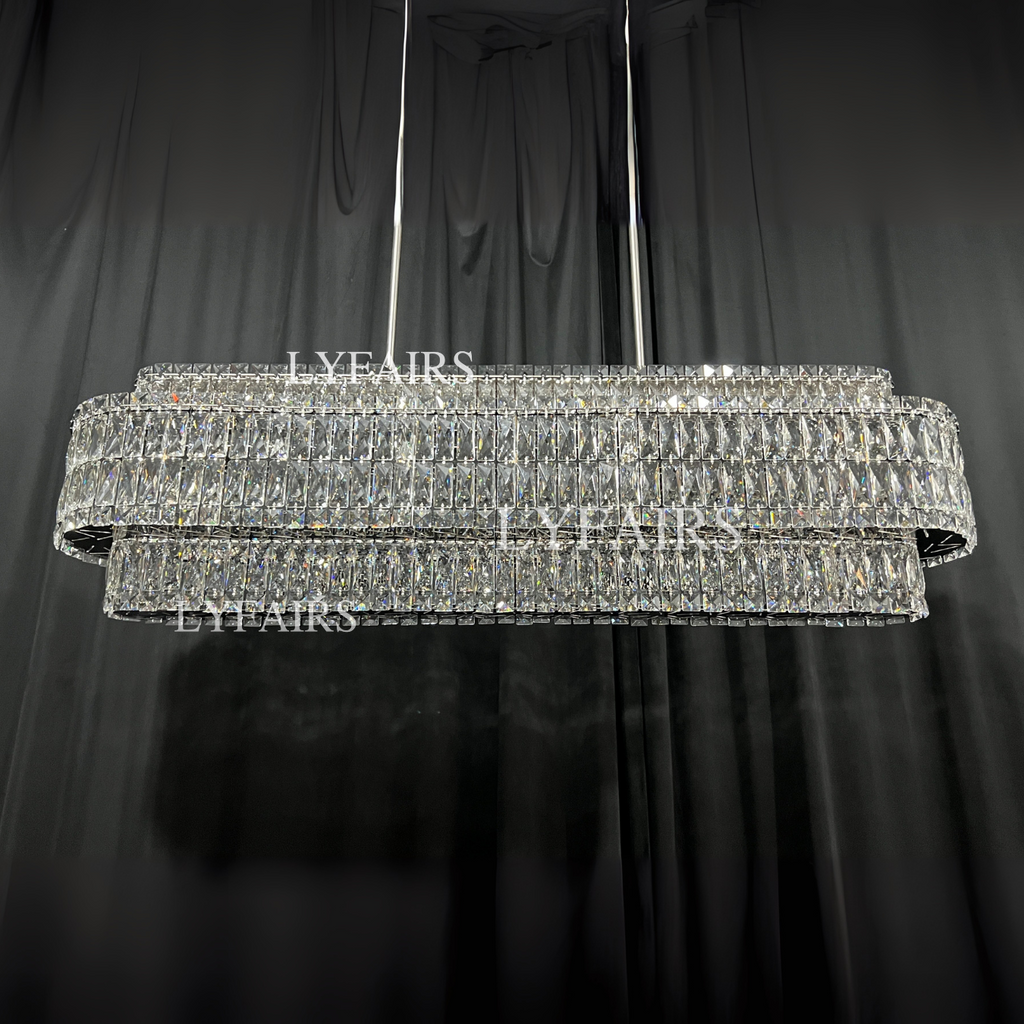 Stunning Modern Rectangle Ceiling Light Crystal Chandelier for Dining Table / coffee Table / living Room /