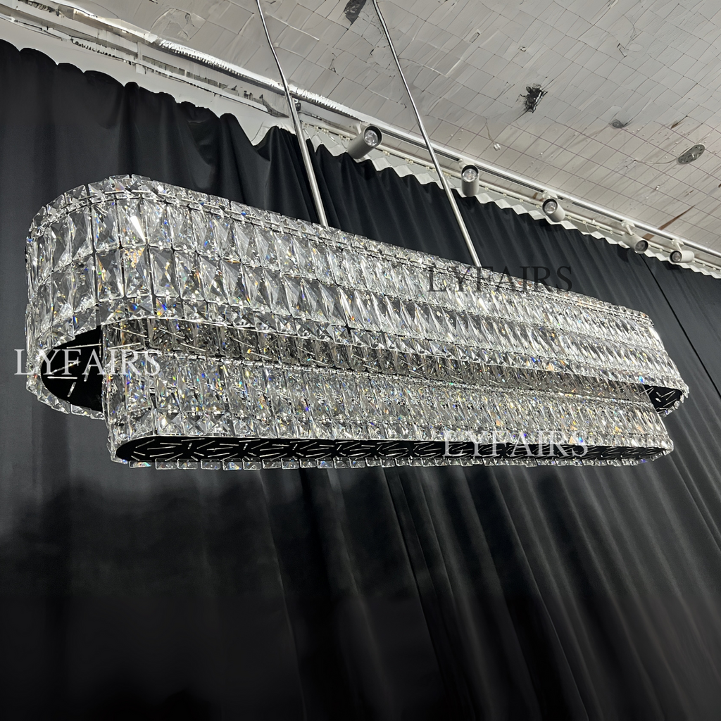 Stunning Modern Rectangle Ceiling Light Crystal Chandelier for Dining Table / coffee Table / living Room /