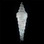 Luxury Spiral Crystal and Metal Chandelier for High-Ceiling Foyer and Staircase