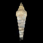 Luxury Spiral Crystal and Metal Chandelier for High-Ceiling Foyer and Staircase