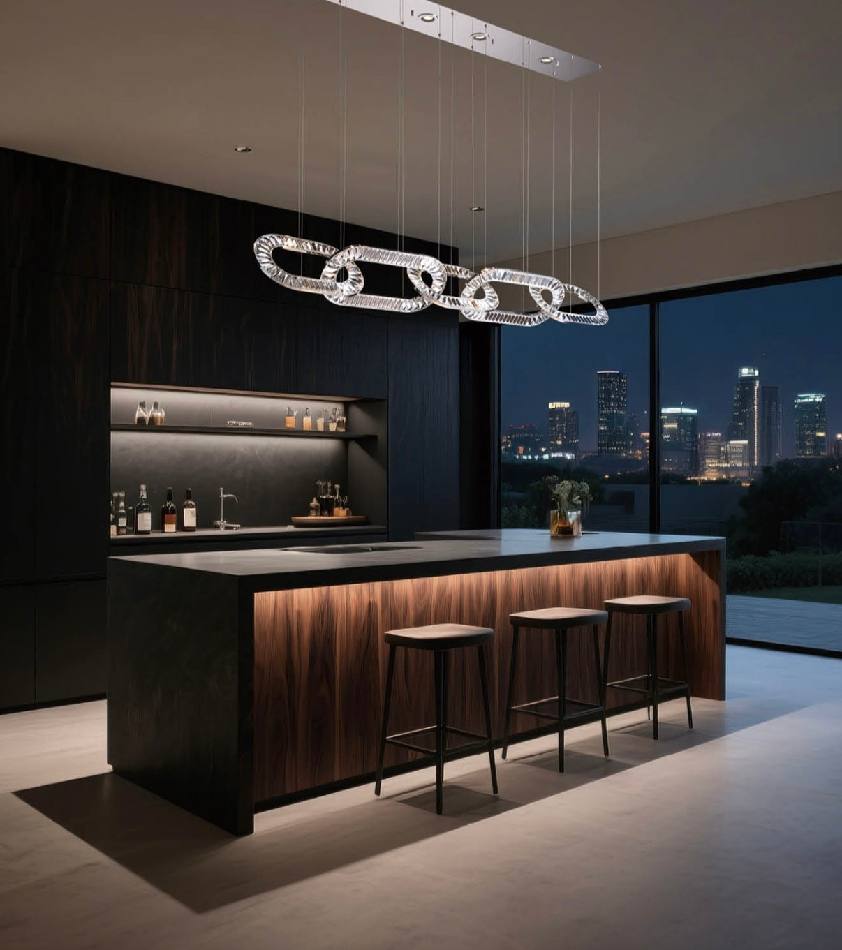 Modern Luxury Crystal Chain Cluster Chandelier for High Ceiling / dining Room