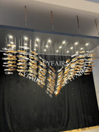 Luxury Glass Leaves Floating Chandelier with High-Quality Finish for Hotel, Villa, Living Room
